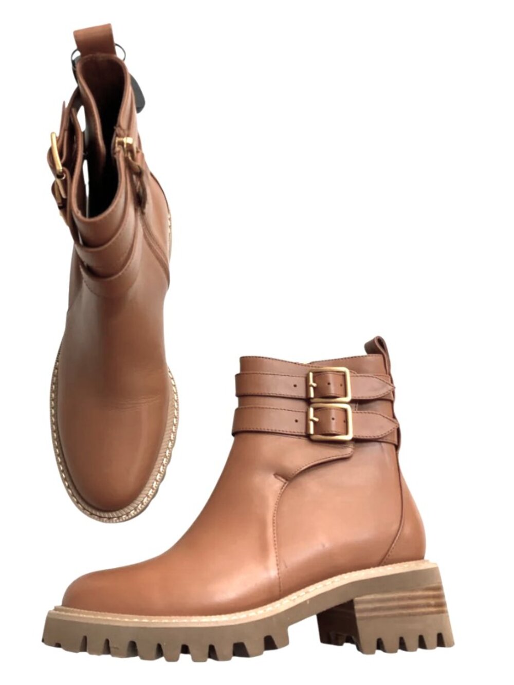 Aerosoles Kids Rachel01 Leather Ankle Boots Tan Size 3 NIB